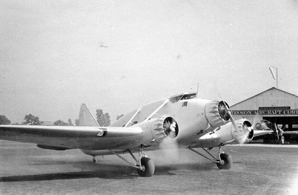 27 April 1934. First flight of the Stinson Model A. American three engine low wing monoplane airliner, one of the last commercial airliners designed in the USA with a fabric-covered steel tube fuselage.