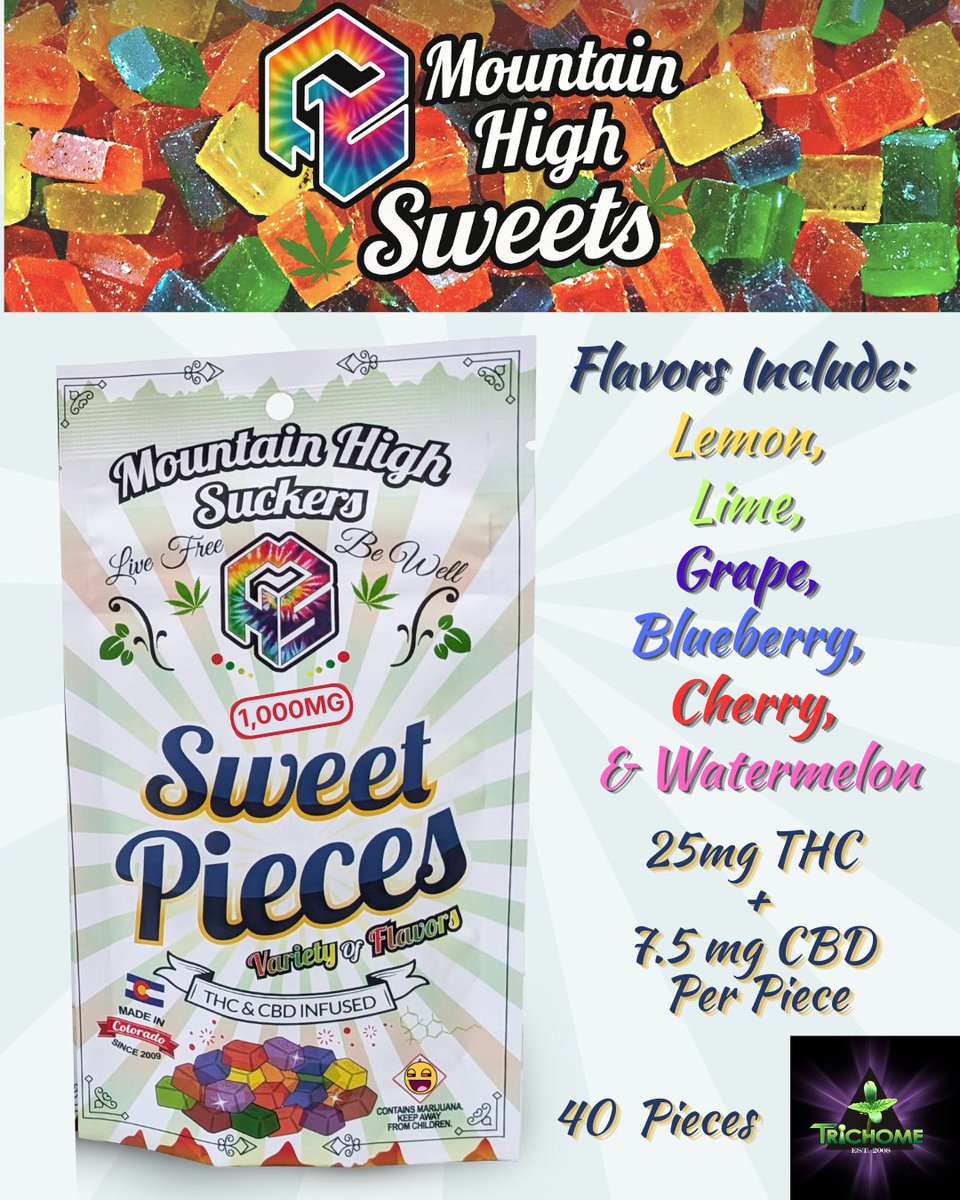 thcmed's tweet image. MHS Sweet Pieces extra strength keeps it simple. Using unique and natural ingredients, Mountain High makes their lozenges by hand and test every batch for proper potency and consistency. 

#MHS #milehighsweets #infused #Lozenges #sweetpieces #thcmed #trichomehealthconsultants