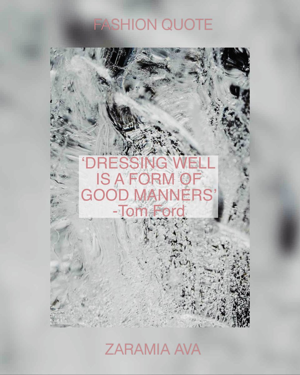 ZARAMIAAVA's tweet image. Do you agree with Tom Ford? 
What is more important, self-expression or smart presentation for the sake of others?

How much do you care what others think? Food for thought…

#WiseWords #Fashion #SelfExpression #WearableArt #ZARAMIAAVA