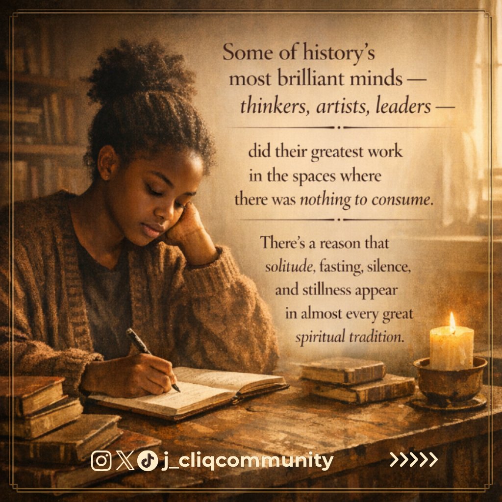 j_cliqcommunity's tweet image. We don’t fear silence.
We fear what it reveals.

Turn it all off.
Meet yourself.

#jcliq #sundayreflection #fypシ゚viralシfypシ゚