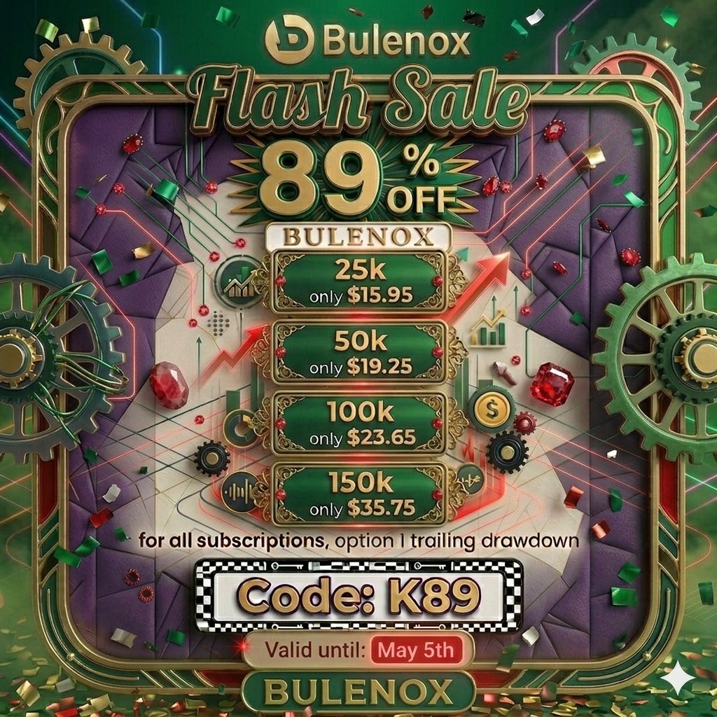 AyoubBfr1's tweet image. Bulenox 89% OFF for all subscriptions option 1 trailing drawdown
25k for only $15.95
50k for Only $19.25
100k for only $23.65
Coupon: K89
Link: bulenox.com/member/aff/go/…

#bulenox #trading #couponcode #getfunded #apextraderfunding #NQ #gold #fundedtrader #future #NinjaTrader