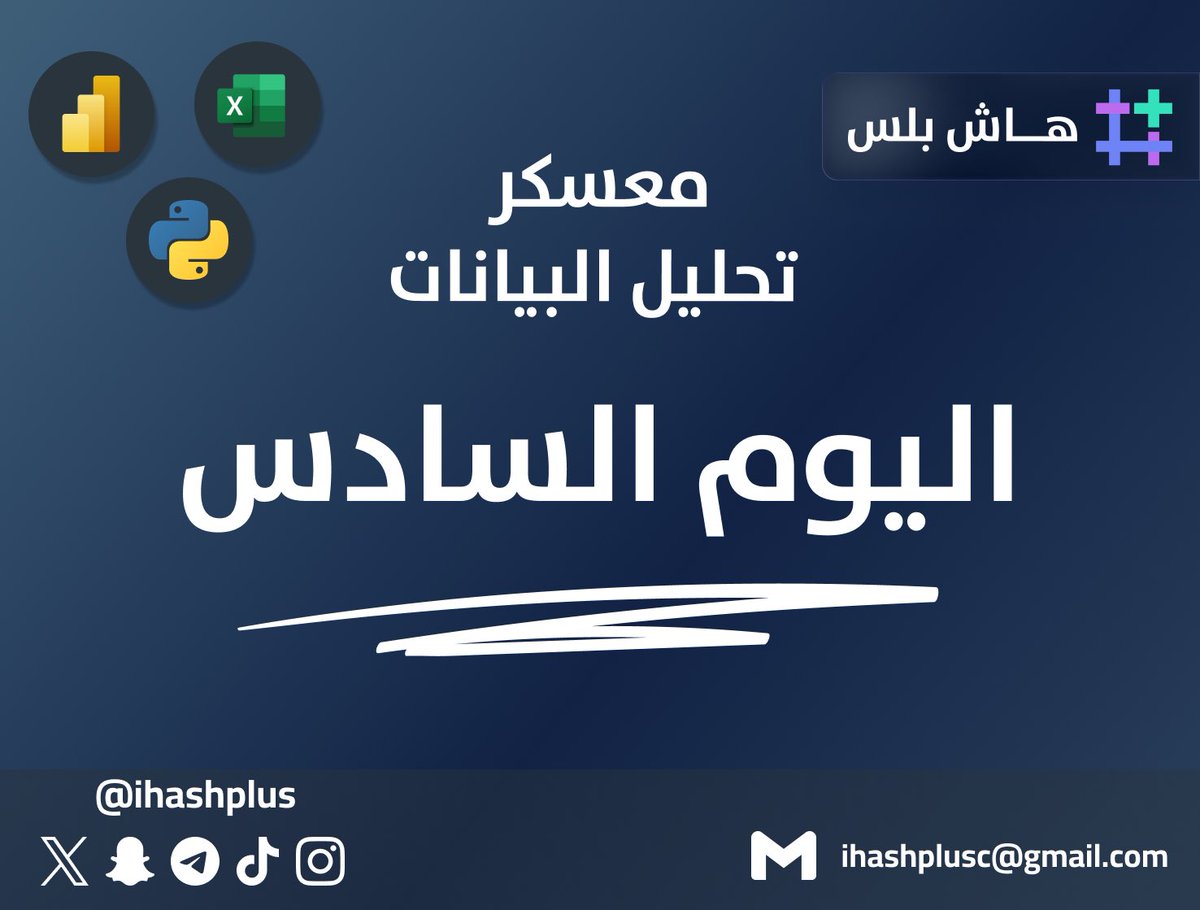 ihashplus's tweet photo. خلص سادس يوم من معسكر تحليل البيانات 🤩👏🏼

تعرّفنا في اليوم السادس على مهارات متقدمة في Python ومنها:

• التعامل مع الأعمدة في Pandas
• إنشاء وتحويل الأعمدة باستخدام (Apply, np.where)
• الرسوم البيانية واستكشاف البيانات بصريًا

يوم بدأنا فيه نحلل البيانات بعمق أكبر ونستخرج منها insights بشكل أوضح 📊🔥

#معسكرات_هاش_بلس