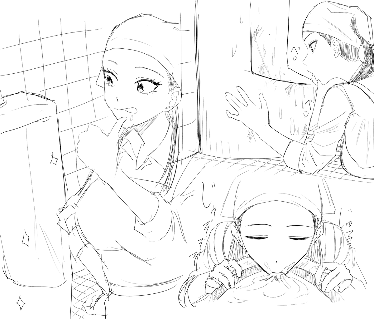 詰まった小便器を掃除する便器舐め清掃員 