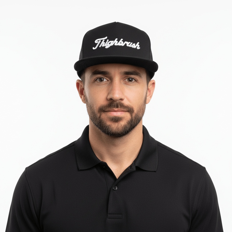 thighbrush's tweet image. THIGHBRUSH® GOLF "FORE-PLAY" Flat Bill Trucker Snapback Hat in Black. Embroidered Puff Letters. Adjustable snapback. Store Link in Bio. #THIGHBRUSH @THIGHBRUSH #HATS #SNAPBACK