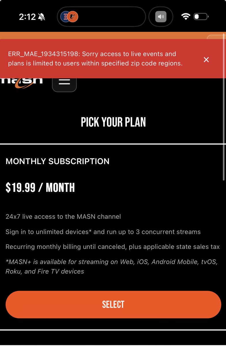 _colbycook's tweet photo. So i’m close enough to have all the baltimore games blacked out on https://t.co/5neR4QPNxB, but in not close enough to buy a masn subscription??? wtf?? @masnOrioles @MLBTV @Orioles any help here?? https://t.co/m4cTOuSmAc