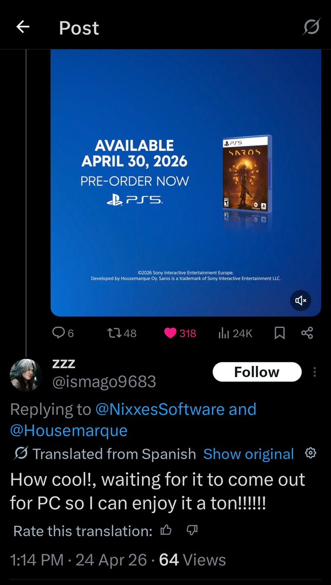 TheRealJTV4K60's tweet image. #SAROS has many #PC Fans Port Begging: