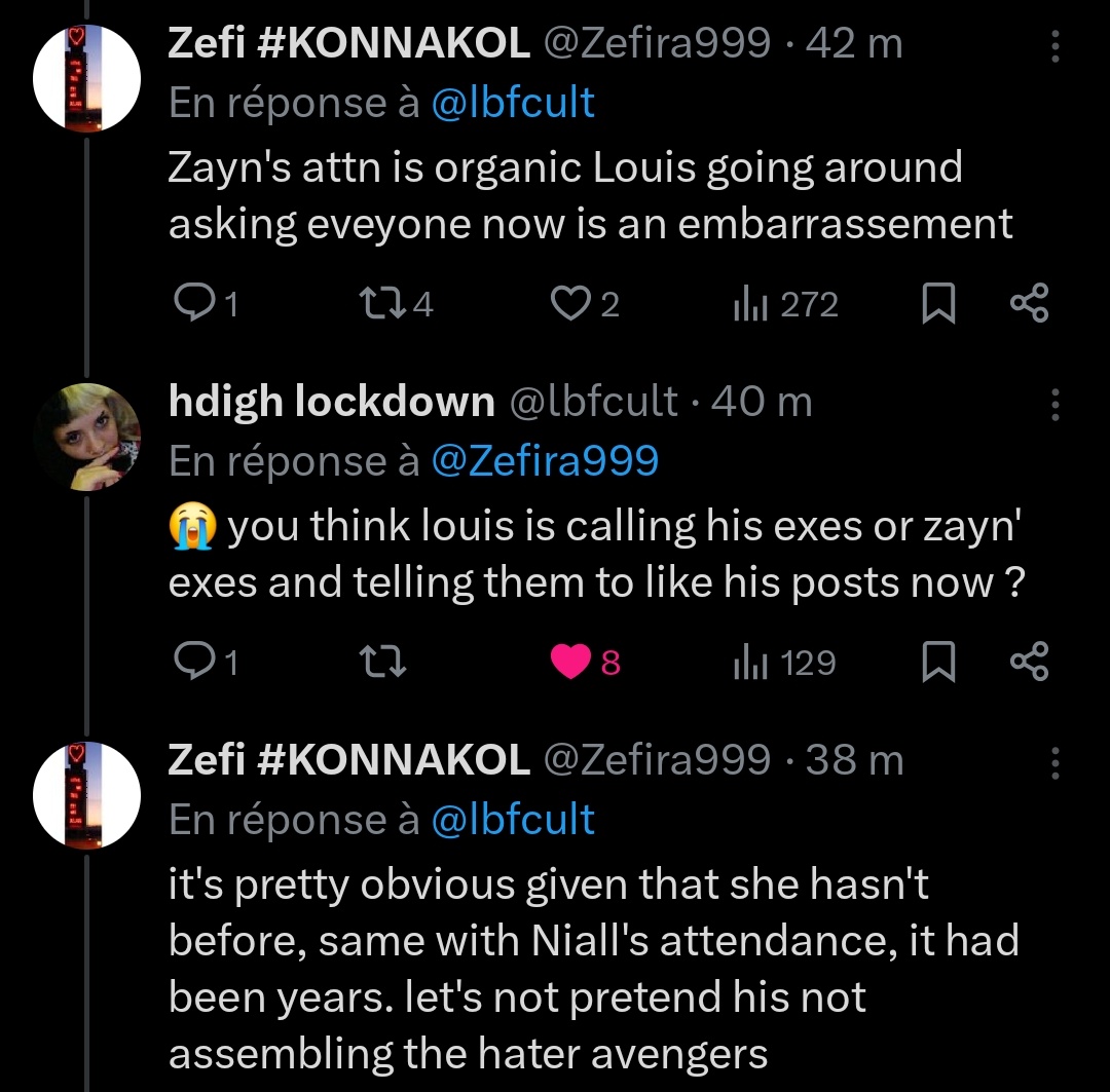 lou15_lo's tweet image. I was quoting this person who got paranoid from Niall attending Louis's show&amp;amp; Perrie liking his post. And they're not sarcastic but dead serious 😭 Louis is accused of anything these days!
&amp;amp; I understand why you called me crazy since I forgot the image in my previous comment lol