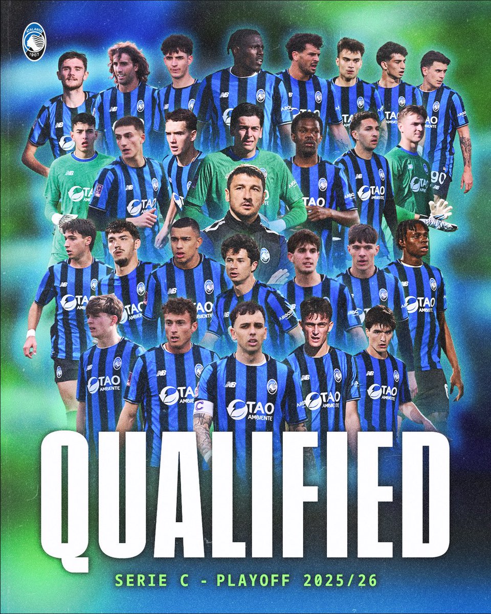Atalanta_U23's tweet photo. 𝐖𝐄 𝐃𝐈𝐃 𝐈𝐓 🔥

Per il 3º anno consecutivo siamo ai Playoff! 🎆

#GoAtalantaGo ⚫️🔵 https://t.co/Z4mtZOwJnN