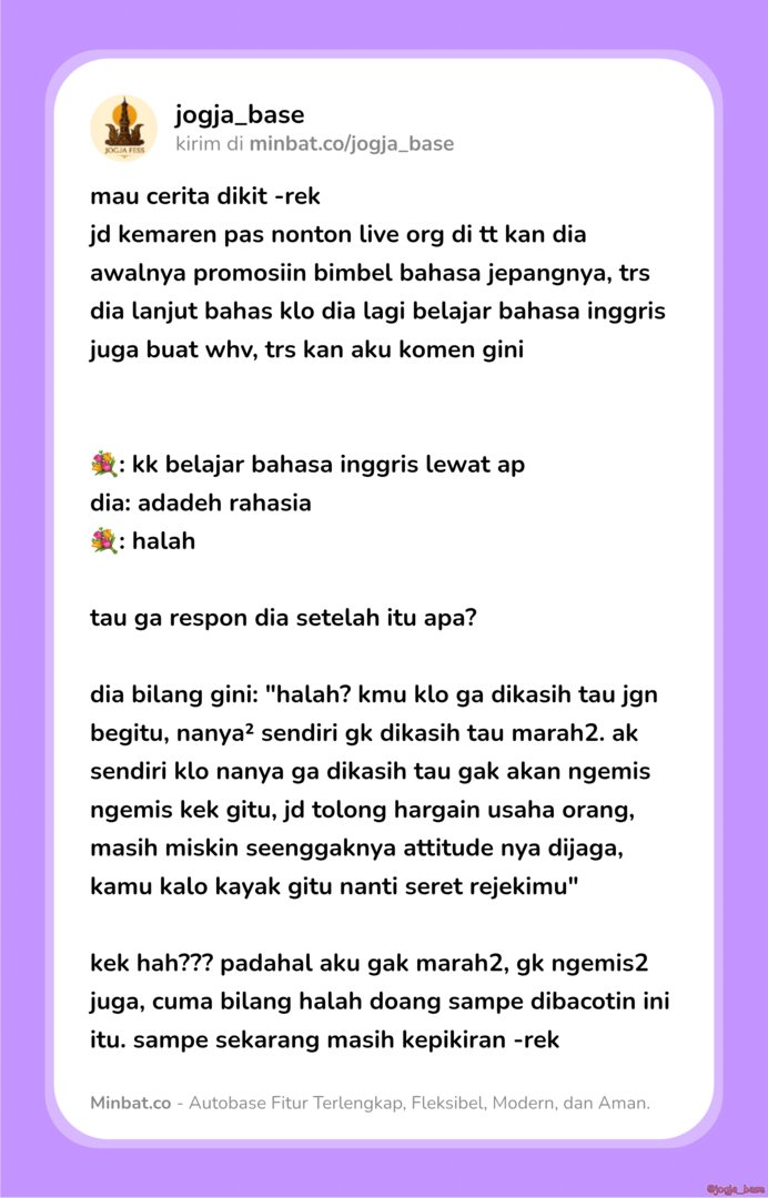 JOGJA FESS | KIRIM FESS CEK PINNED tweet media