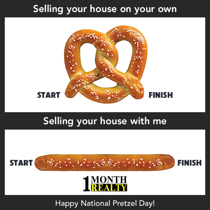 DianaDahlberg's tweet image. Only thing more twisted than a pretzel on National Pretzel Day? The homebuying process (sometimes!) 😅 Lucky for you, I’m here to help you find your dream home—no twists, just treats! 🏠🥨 #PretzelDay #Homebuying #RealtorLife #RealEstateMemes #HouseGoals #1onthRealty