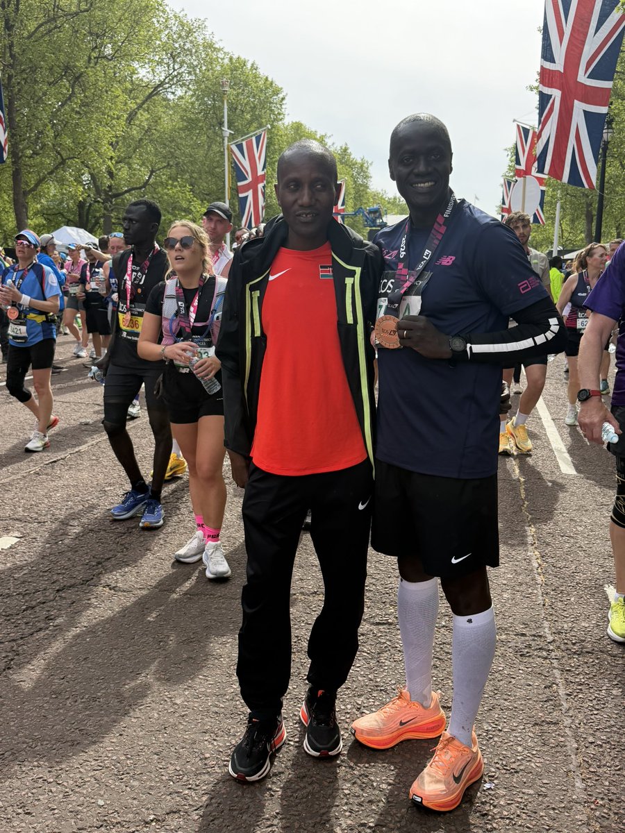 MMakoloo's tweet photo. Thank you London. My third Abott Major medal is on my neck. And on a day that humanity made a giant leap on marathon history. It’s also the first time a Kenya High Commissioner has run the #TCSLondonMarathon. We just opened the door to more possibilities. Thank you Coach Dedan Miricho and my #AccountabilityPartners. Next up? Please stay tuned. 
@KenyaMissionUK @SingoeiAKorir @ForeignOfficeKE