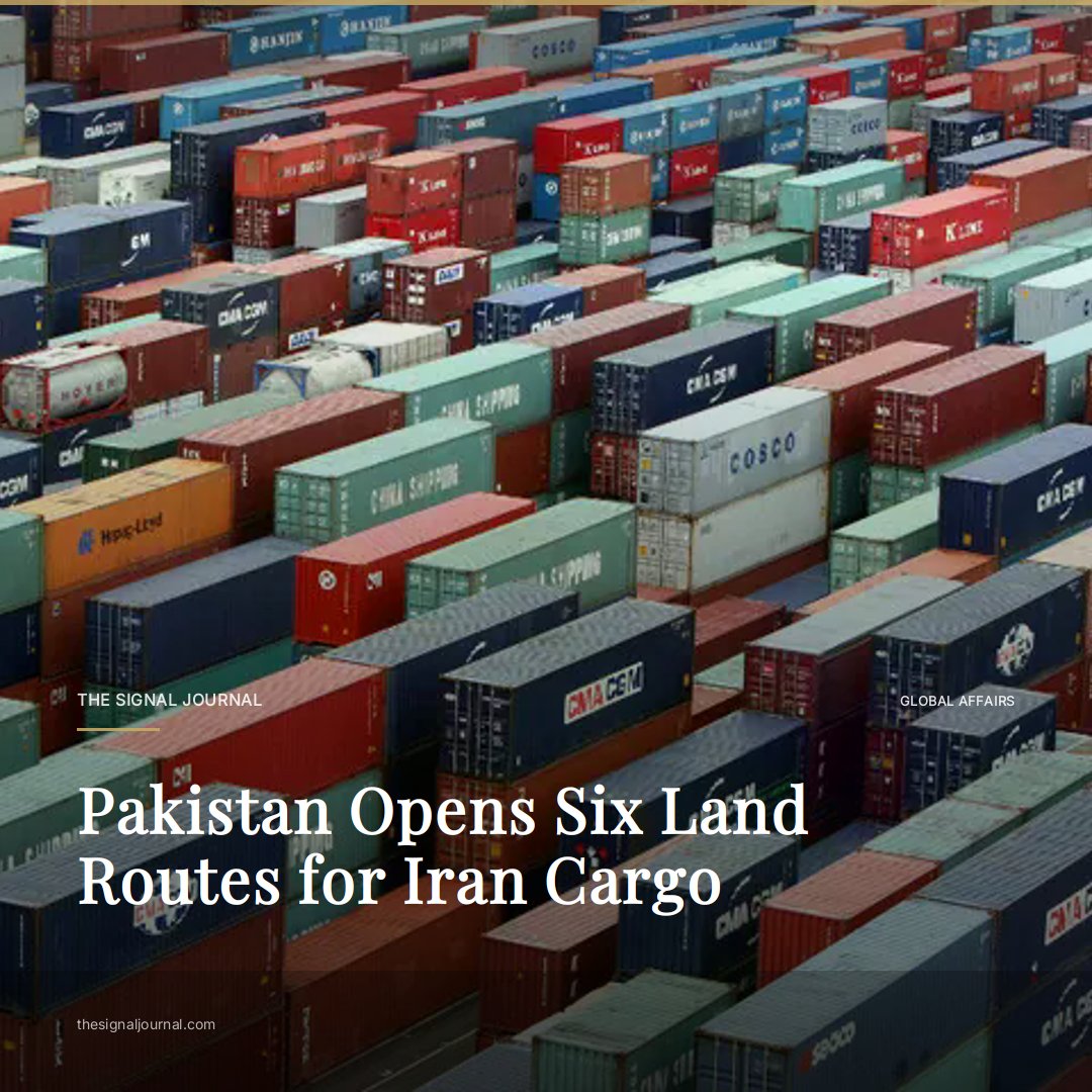 EditorialSignal's tweet photo. 3,000 containers stuck at Karachi. Pakistan just opened six land routes to move them to Iran. The details matter. #HormuzBlockade

https://t.co/Wat3Kh98bi https://t.co/xoIKVkg71r