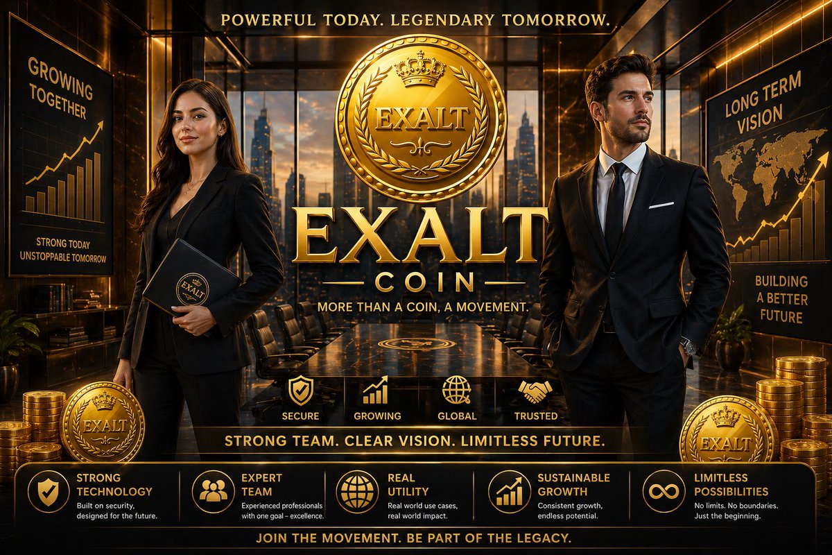 exalt_coin's tweet image. 🚀 The future isn’t coming… it’s being built.

💰 EXALT COIN
A vision beyond profits. A movement beyond limits.

📈 Growing Strong
🌍 Global Vision
🔐 Secure Foundation

This is not just a coin — this is legacy.

👉 Join early. Think long-term. Win big.
#ExaltCoin #CryptoFuture