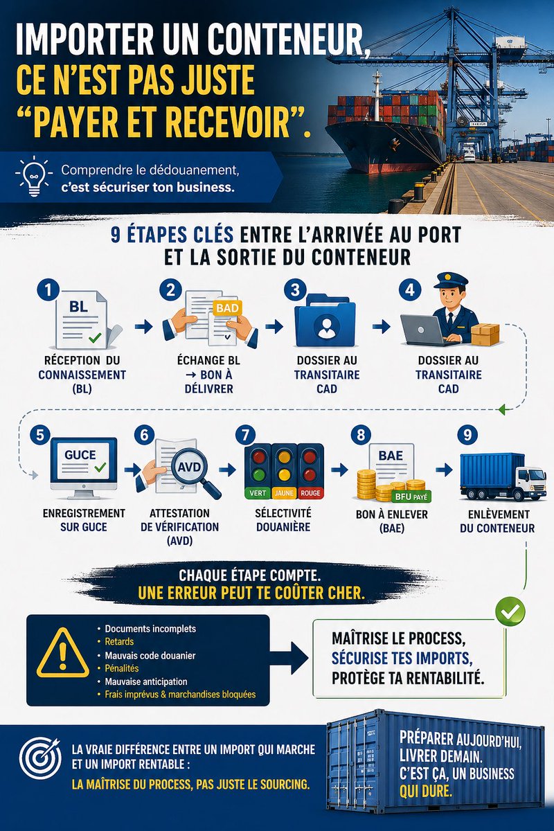 ceo360sourcing's tweet image. Importer ≠ payer et recevoir.

Une seule erreur → conteneur bloqué, frais, pénalités.

👉 La différence : maîtriser le process.

DM “IMPORT”

#import #logistique #supplychain #ecommerce #business