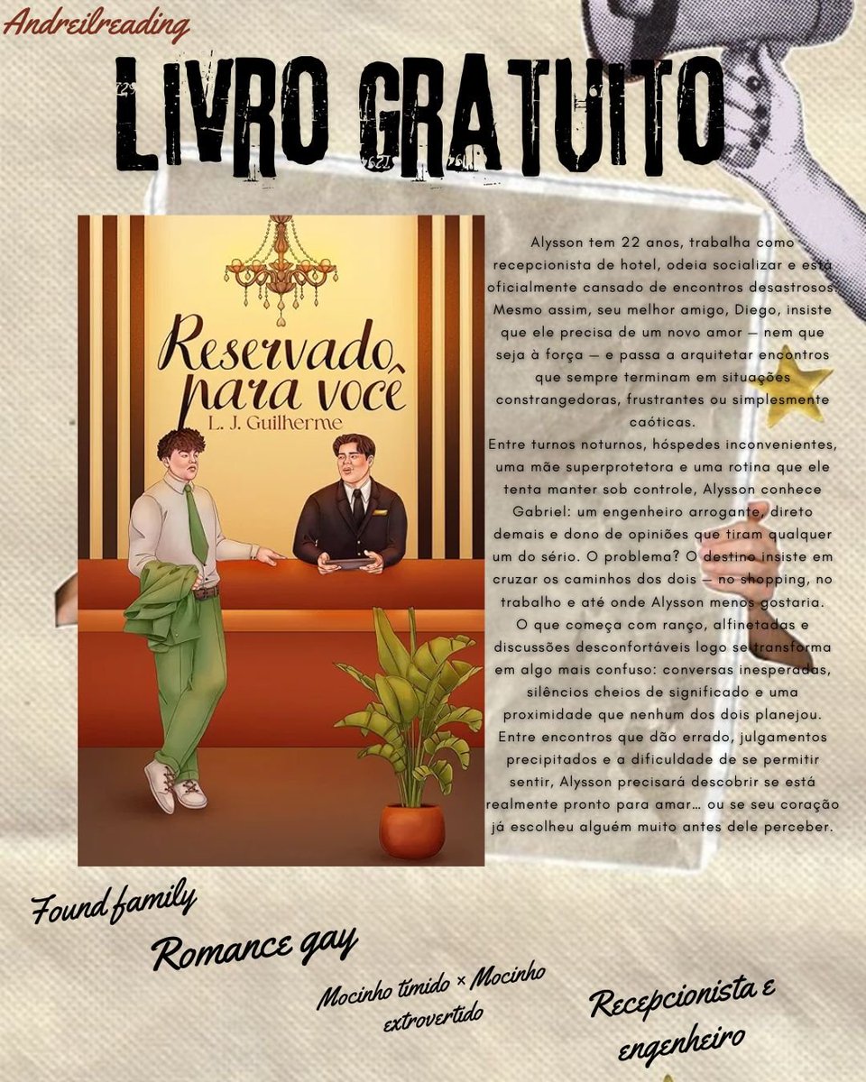 ALERTA DE LIVRO GRATUITO 🛎️✨

Reservado para você do 
<a href="/guilhermebook/">BOOKGRAM I AUTOR</a>
 está gratuito no dia de hoje 👀✨

>TROPES< 

👨‍❤️‍👨 Romance gay
👷🏼 Engenheiro e recepcionista 
🫂 Found family 
🗣️ Prota tímido 
 
Pegue aqui ↓
🔗:a.co/d/0438BLkC