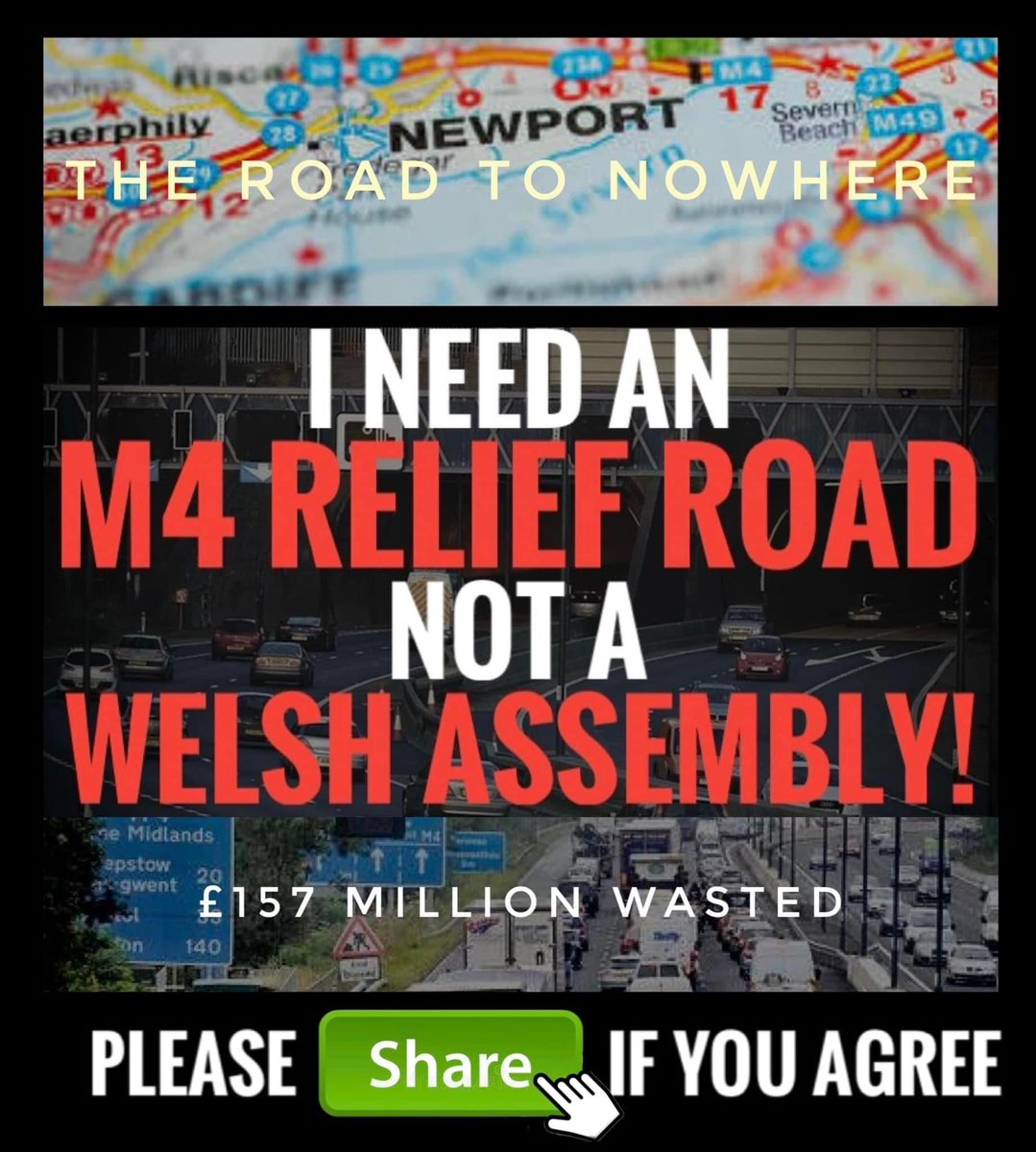 20NPHartleyHare's tweet photo. The M4 relief road, proposed in 1991 to ease Newport M4 congestion, was scrapped in 2019 by Mark Drakeford over £1.5bn costs &amp; environmental harm to Gwent Levels. £157m wasted resulting in economic decline &amp; damaged tourism.
#M4ReliefRoad
#WalesTransport
#Senedd26
#JustBuildTheM4 https://t.co/xpiquarebP