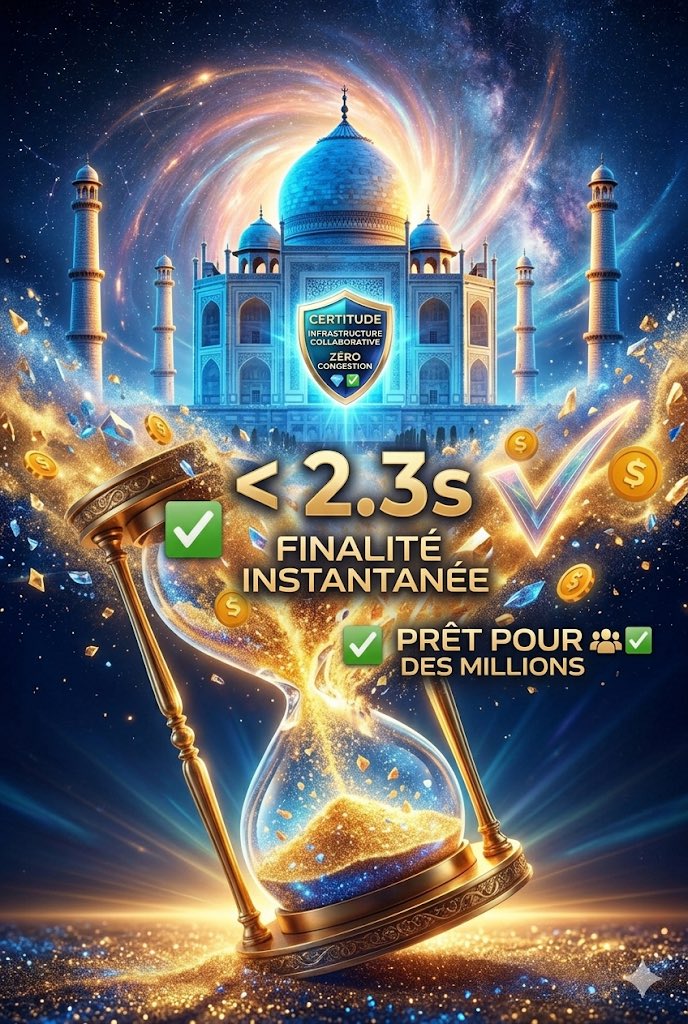 JForget9's tweet image. Marre d'attendre vos transactions ? ⏳❌
Le réseau Taj Mahal brise les chaînes de la lenteur.
🚀 Finalité en &amp;lt; 2.3s
🌐 Prêt pour des millions d'utilisateurs
💎 Zéro congestion
La blockchain, enfin à la vitesse de la lumière. 🏛️⚡
#InterLink #ITLG #Speed #Blockchain #Web3 #ITL