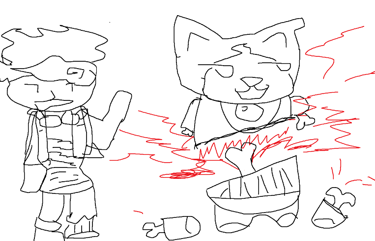 ZomBchopper's tweet photo. Jibanyan got hit by an axxe trap (artists rendition) https://t.co/DYSNG0mzeI