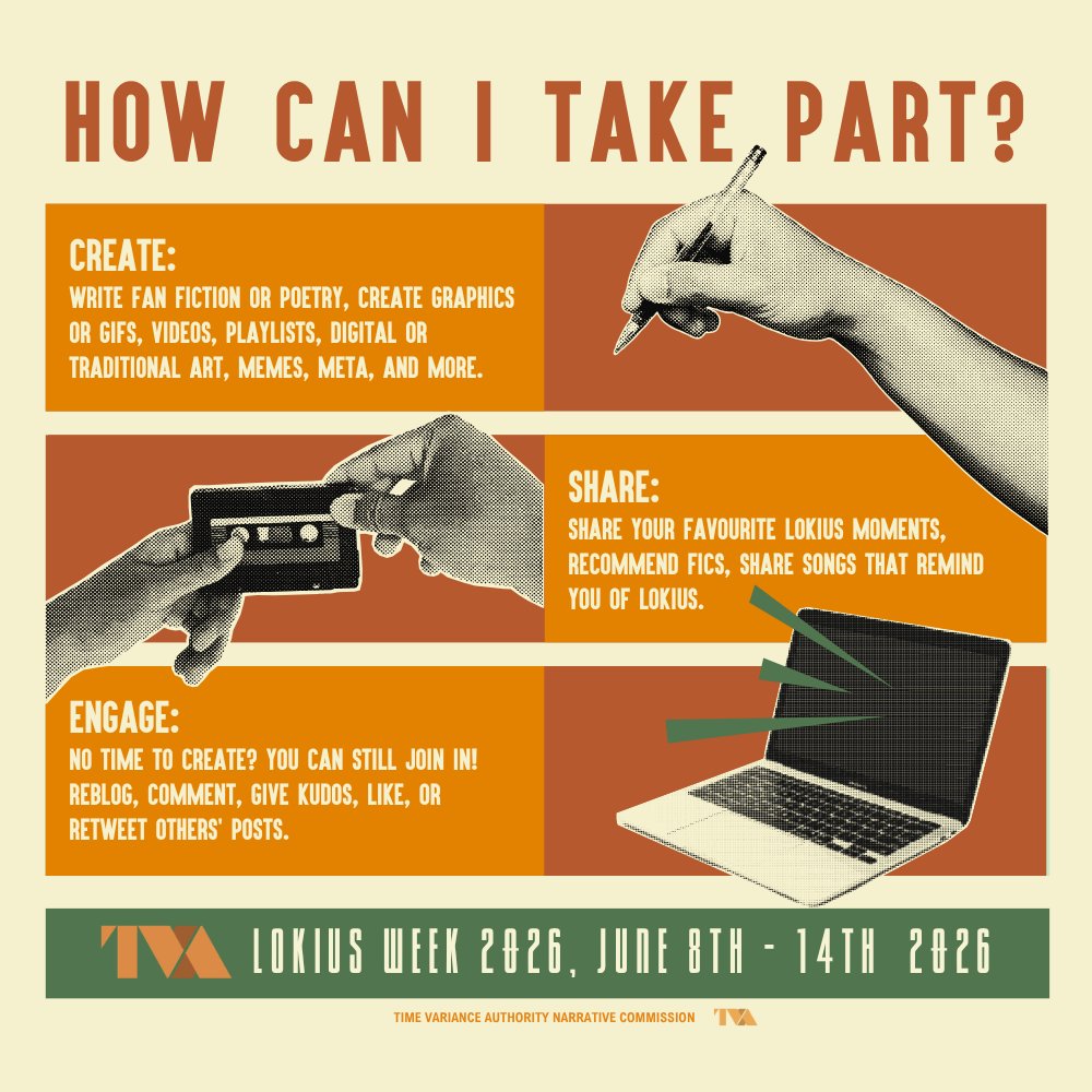 A reminder of the ways people can take part in Lokius Week.

For a text version of this post, please visit the link below: 

🔗 tumblr.com/lokiusweek/814…

#LokiusWeek2026 #Lokius