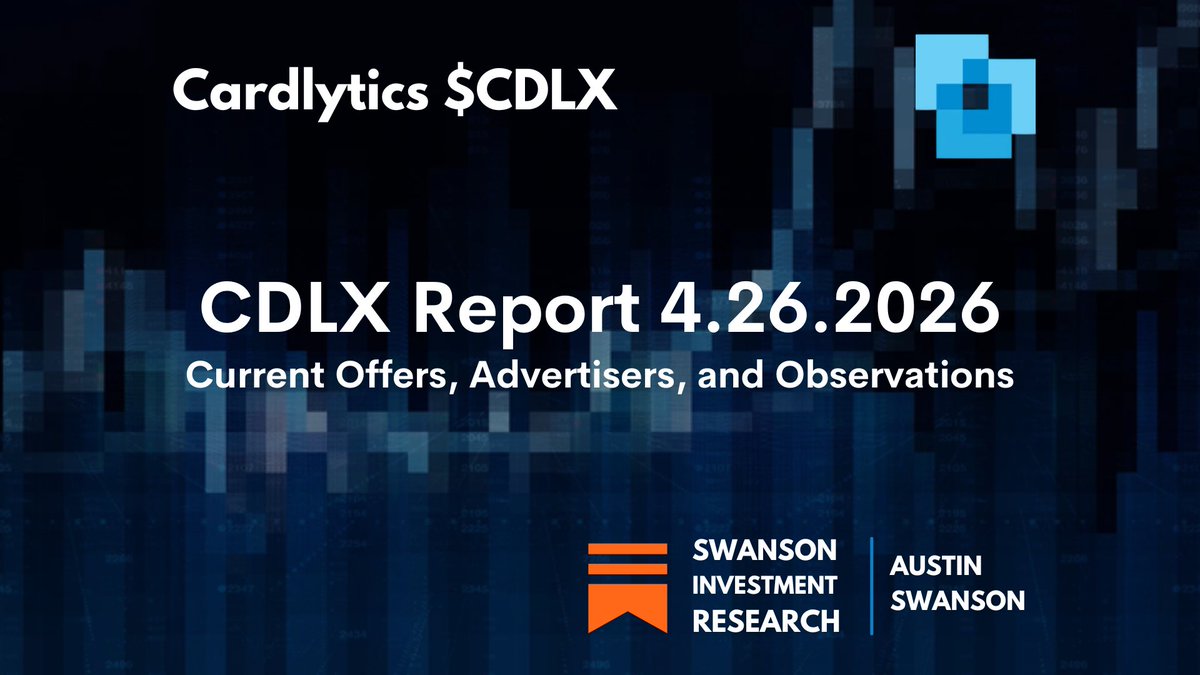 Swany407's tweet photo. $CDLX Report 4.26.2026:

New and returning advertisers (including large and attractive), and updated WoW, QoQ, and YoY numbers. https://t.co/P0EYfM32ck