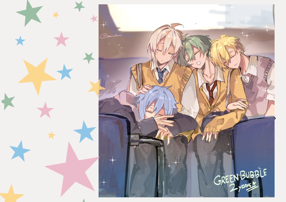 Happy green bubble 2nd year 🩵🩷💚💛🫧 🥹