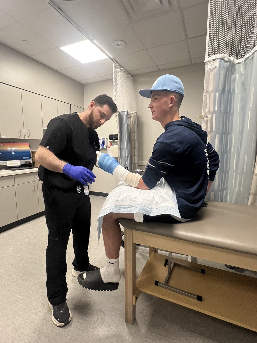 b_wads17's tweet photo. Third at-bat of the season: grand slam… broke my hand sliding into the catchers foot at home plate🤦‍♂️ 4-6 weeks recovery time. https://t.co/3nBkiwK70T
