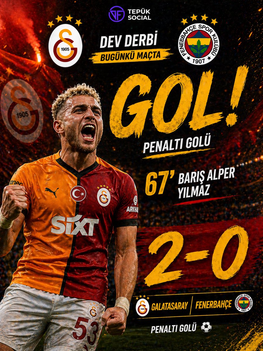 TepukSocial's tweet photo. Gool.
67’ Dakikada Barış Alper skoru 2-0 yaptı. #gsvfb https://t.co/p6rAXMSLdk