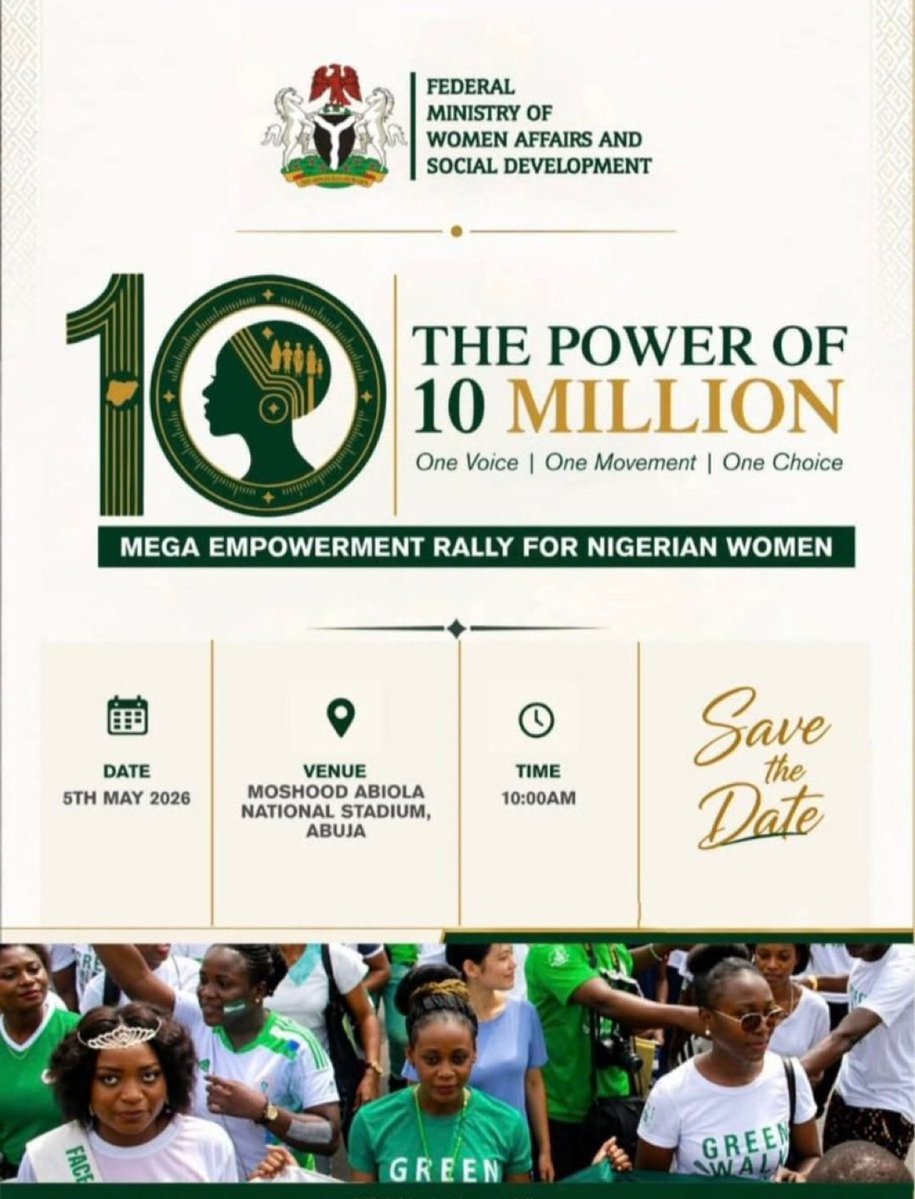 CARLY_BAT's tweet image. Follow this account 👇

@Powerof10M 

to get updates on the forthcoming  Mega Empowerment  Rally For Nigerian Women... tagged 

"The Power of 10 Million".  

#OneVoice
#OneMovement
#OneChoice