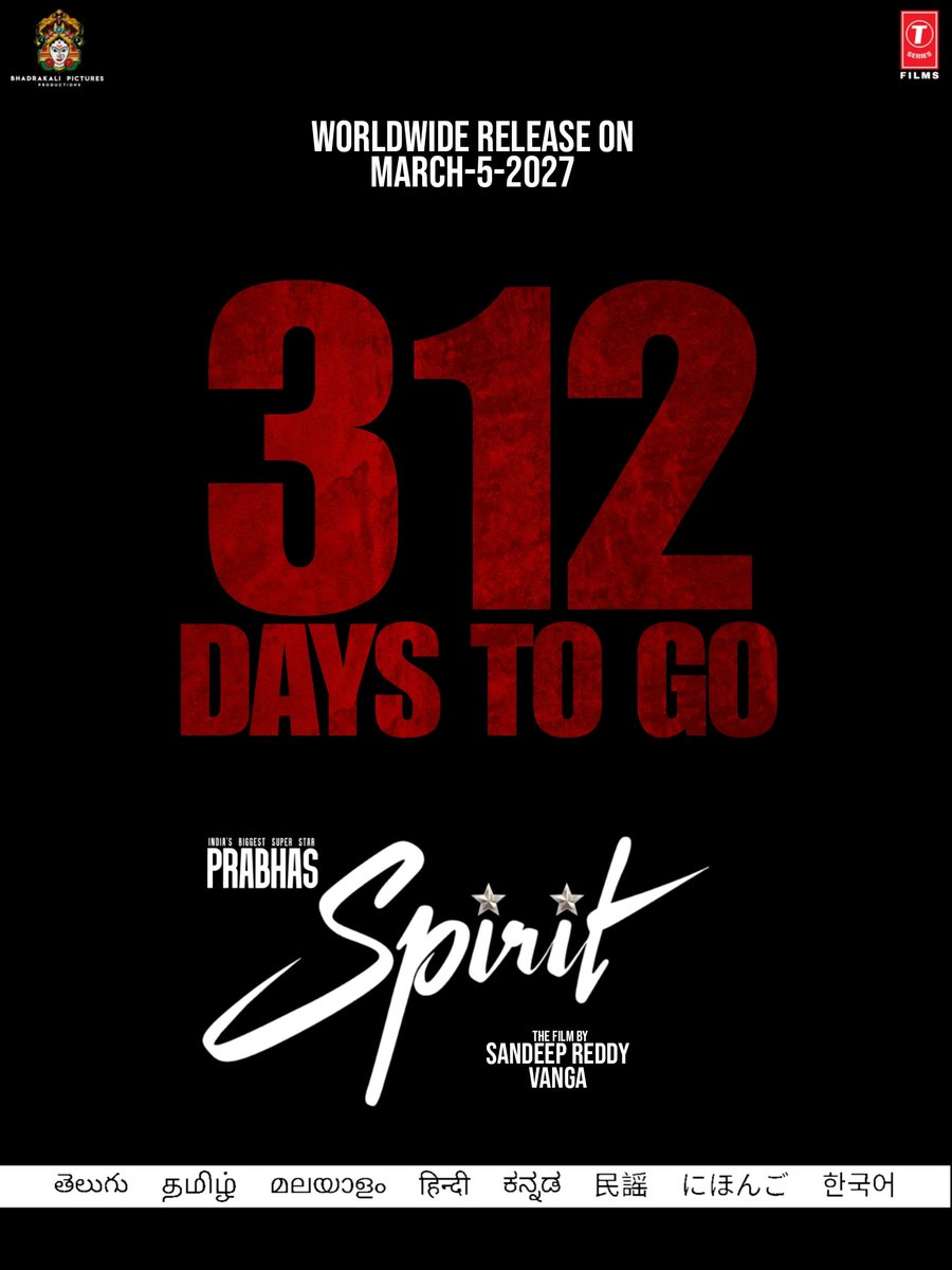 PaBlo_1979oct's tweet image. 312 Days To Go #Spirit #Prabhas‌