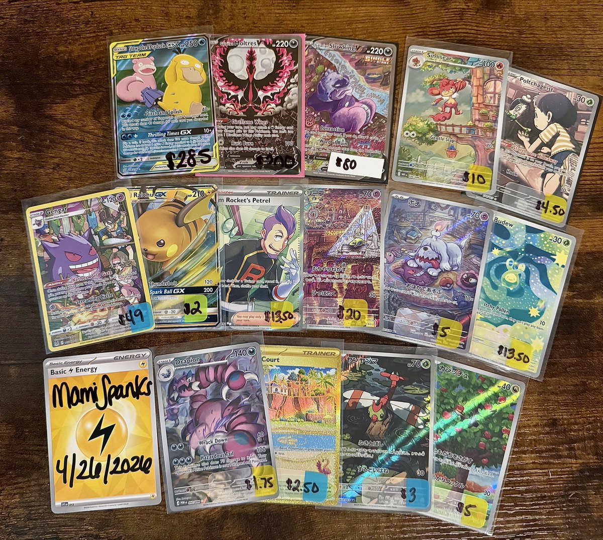 mamispanks's tweet photo. Cards for sale! 

Shipping $5 bmwt 

@BUYSELLTRADETCG https://t.co/qYsXemc6BN