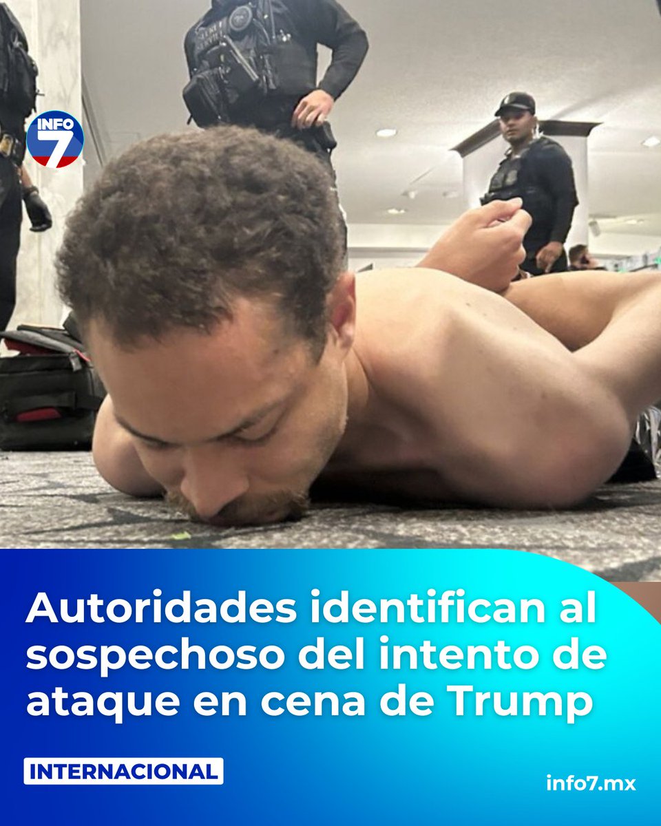 info7mty's tweet image. 🚨#Internacional Un hombre identificado como Tomas Colen Allen, de 31 años y originario de Torrance, California, fue detenido tras ser señalado como el presunto responsable del intento de tiroteo ocurrido durante la cena anual de la Asociación de Corresponsales de la Casa Blanca