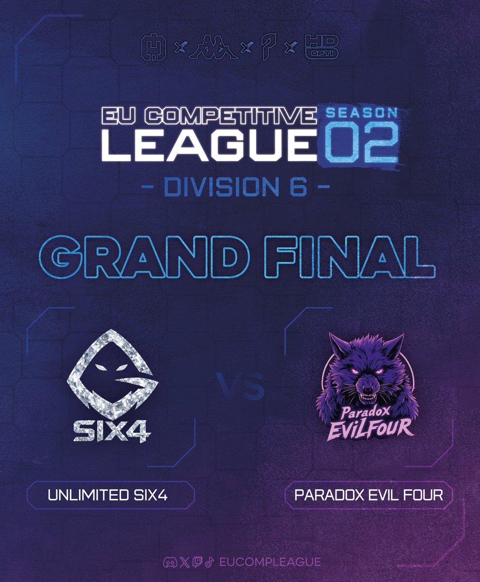 🏆 ECL Division 6 Grand Finals

Good luck to both teams in Division 6 Grand Finals!

🛡️ <a href="/TeamUnlimitedEU/">Team Unlimited</a> 🆚 ⚔️ <a href="/PRDX_eSportsGG/">Paradox Esports</a> 

📅Tonight 
⏰9PM BST
📺Watch live: twitch.tv/nebuujr
🎙️Cast: <a href="/OG_Kintaro/">Nebu 🐉</a>