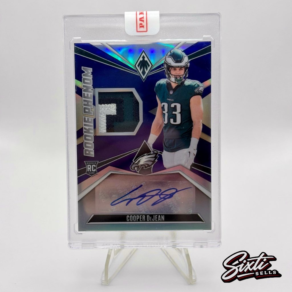 SixtiSells's tweet photo. Cooper DeJean Rookie Patch Autograph /49 🦅

• 3-Color Jersey Patch
• Rookie Auto 
A sharp, high-end piece with long-term upside. Perfect addition to a serious collection or portfolio.

https://t.co/CrOJ8unvnd

#SportsCards #RookieCard #RPACard #NFLCollectibles #CardCollector https://t.co/2NVAqGL2mL