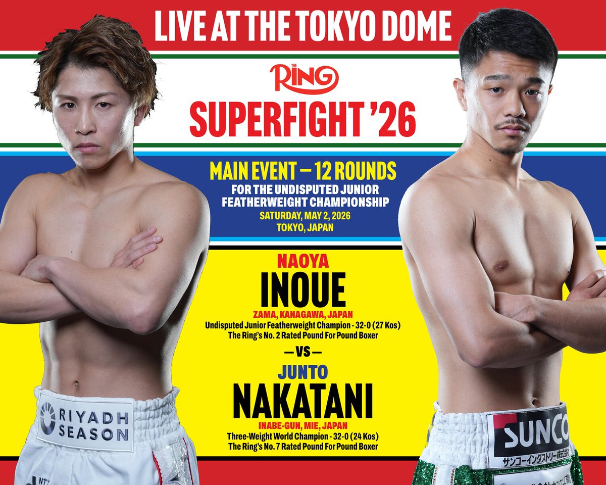 Tom_Gray_Boxing's tweet photo. I've seen people say that Inoue will beat Nakatani easily. While that might happen, we still have jeopardy because Nakatani is a class act, a P4P entrant, and a knockout artist. Probably the most beloved fight in boxing history is Hagler vs. Hearns. Hagler won all three rounds IMO and knocked Hearns clean out in 8 minutes.

I'm just happy we're here! This is boxing at its VERY best! 🇯🇵🥊🇯🇵