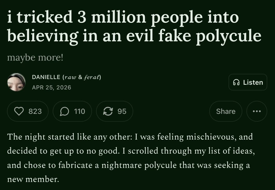 i made The Norman Polycule up >:)
behind-the-scenes, highlights from the 2,000+ applicants, etc, here:
rawandferal.com/norman-polycule