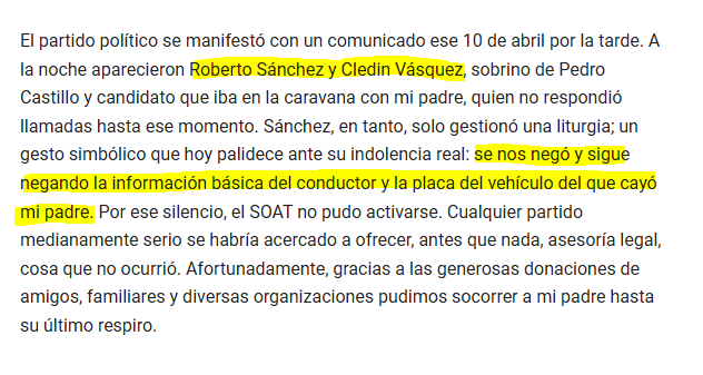 JairSaq_'s tweet photo. 🚨Esto es grave. La hija del profesor y escritor Dante Castro informa que ni Juntos por el Perú ni Roberto Sánchez dan información del chofer responsable de la muerte de su padre, candidato de JP.https://t.co/NzI7B7e0s5 https://t.co/PaJm9S0j2D