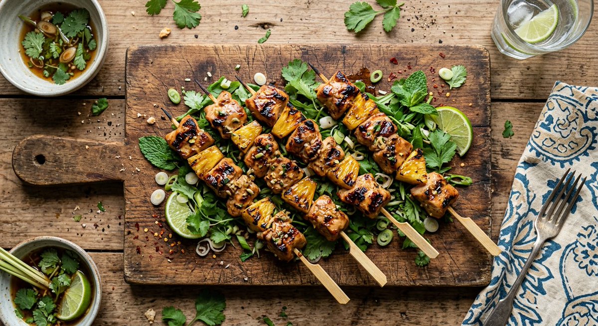 FoodieChefs_wow's tweet image. Grilled turkey infused with pineapple and lemongrass, offering a taste of Vietnamese sunshine on a stick! Sweet, savo...

Please find detailed recipe in the comments.

#VietnameseFood #TurkeyRecipes #Grilling