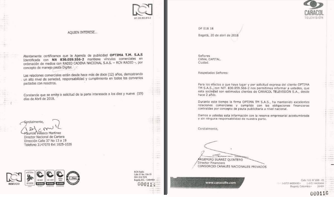 La campaña de Paloma Valencia le dio 680 millones a la poderosa agencia ÓPTIMA SAS para que le hiciera la propaganda a la Presidencia. Hay pruebas que esta agencia ha tenido fuertes vínculos con CARACOL/RCN lo que genera que el debate con Cepeda en esos canales NO tenga garantías
