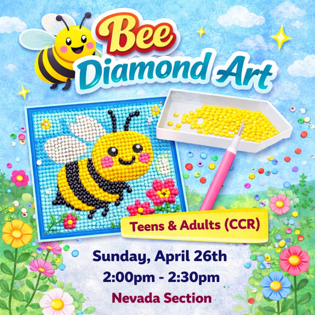carsoncitylib's tweet image. Relax, focus, and create something bee-autiful 🐝✨

Join us for Bee Diamond Art and design a sparkling masterpiece, one tiny gem at a time.

Perfect for teens &amp;amp; adults—come unwind and get creative! 💛

#CarsonCityLibrary #LibraryPrograms #DiamondArt #CreativeTime
