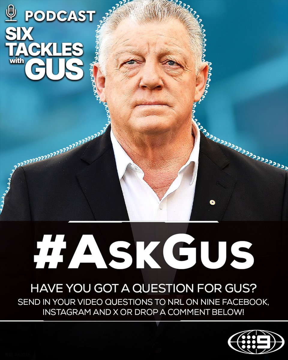NRLonNine's tweet image. Got a question for Gus? 🗣️

Send your video questions to NRL on Nine and listen to the 'Six Tackles with Gus' podcast each Wednesday to have YOUR question answered 🎙️

#9WWOS #NRL