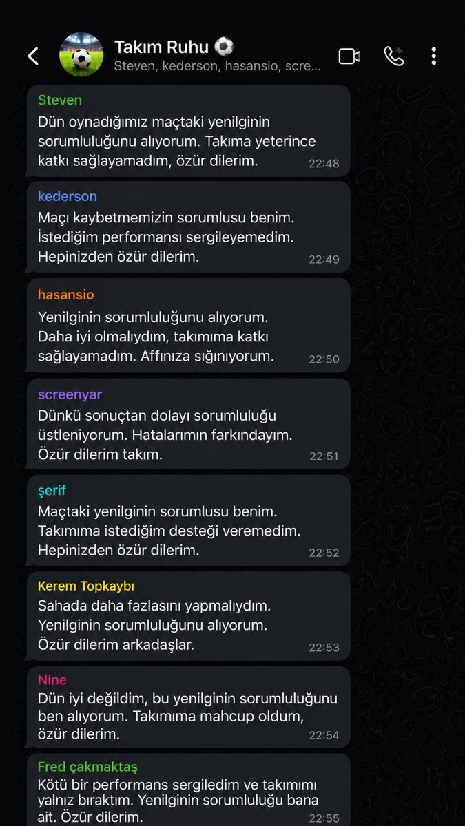 VuralSahin's tweet photo. An itibariyle Fenerbahçe WhatsApp grubu yazışmaları #Gsvfb https://t.co/a9jM1vyrj2
