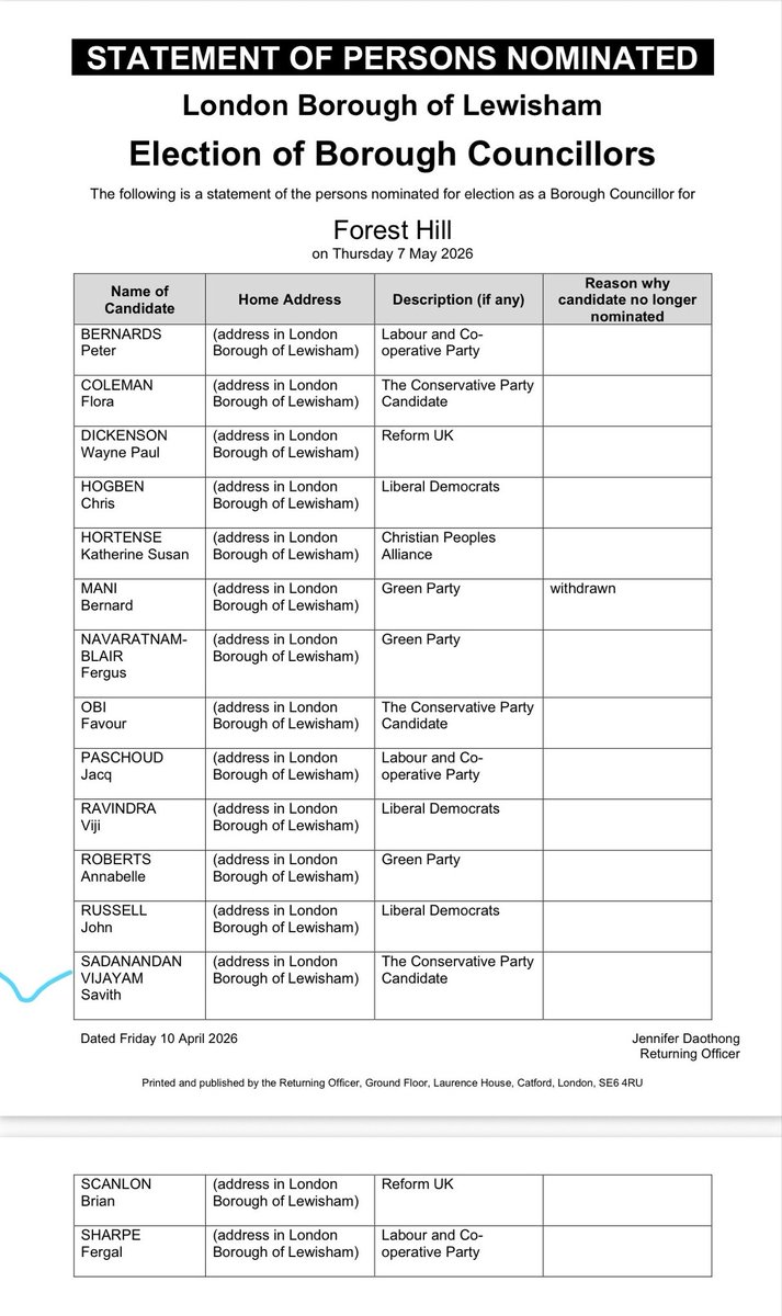 savith_s's tweet image. I’m delighted to be selected as the Conservative councillor candidate for Forest Hill ward.

I’m committed to working hard for residents - championing safer streets, cleaner neighbourhoods, and strong local services.
#ForestHill #Conservatives #LocalElections @LewishamTories