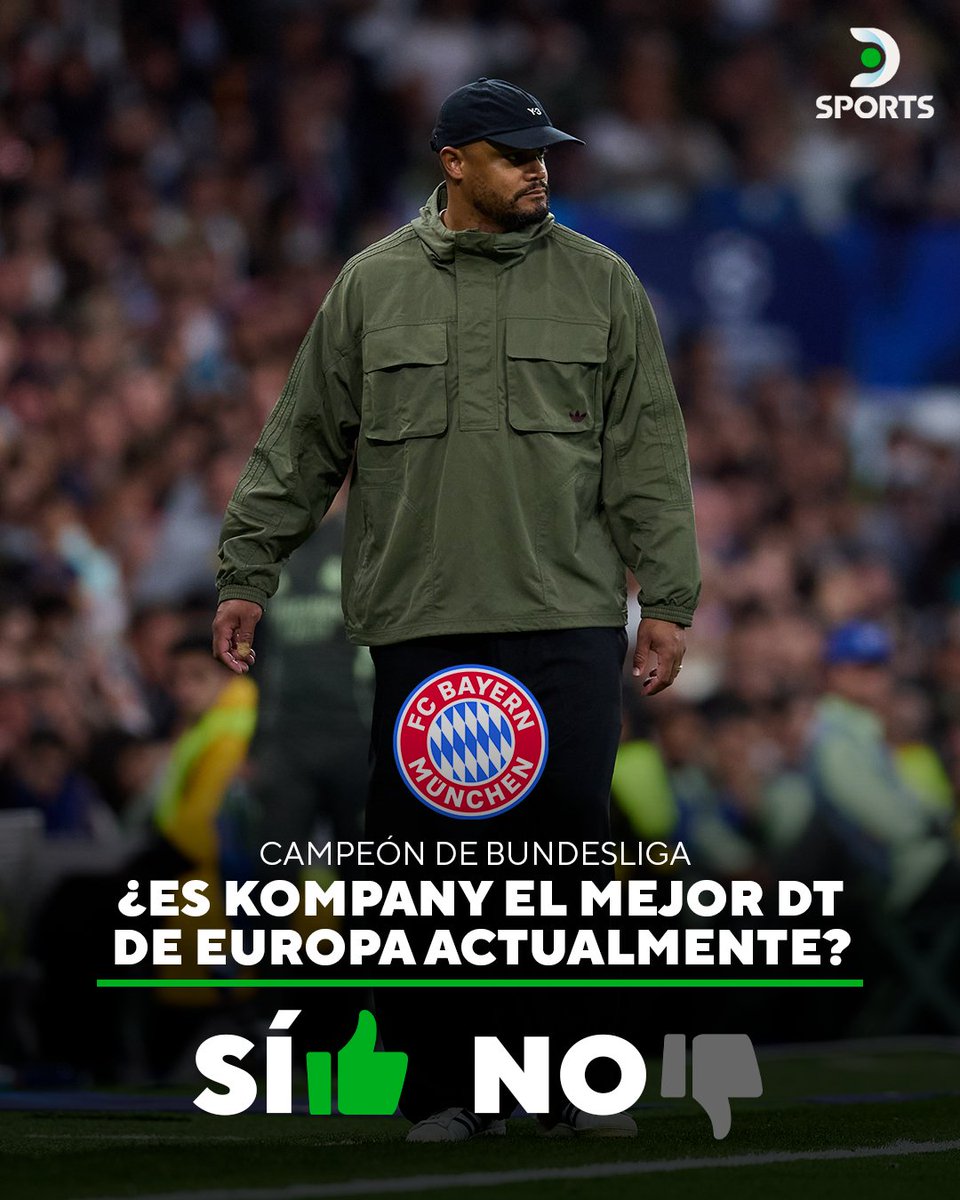 DSports's tweet image. ¿EL MEJOR DT DE EUROPA EN LA ACTUALIDAD? 🤔

🏆 Vicent Kompany ha tenido un temporadón con Bayern Múnich, equipo que ya se adjudicó con la Bundesliga 2025/26 y está en semifinales de #Champions League.

🤯 Además, solo suma dos derrotas en lo que va de la temporada.