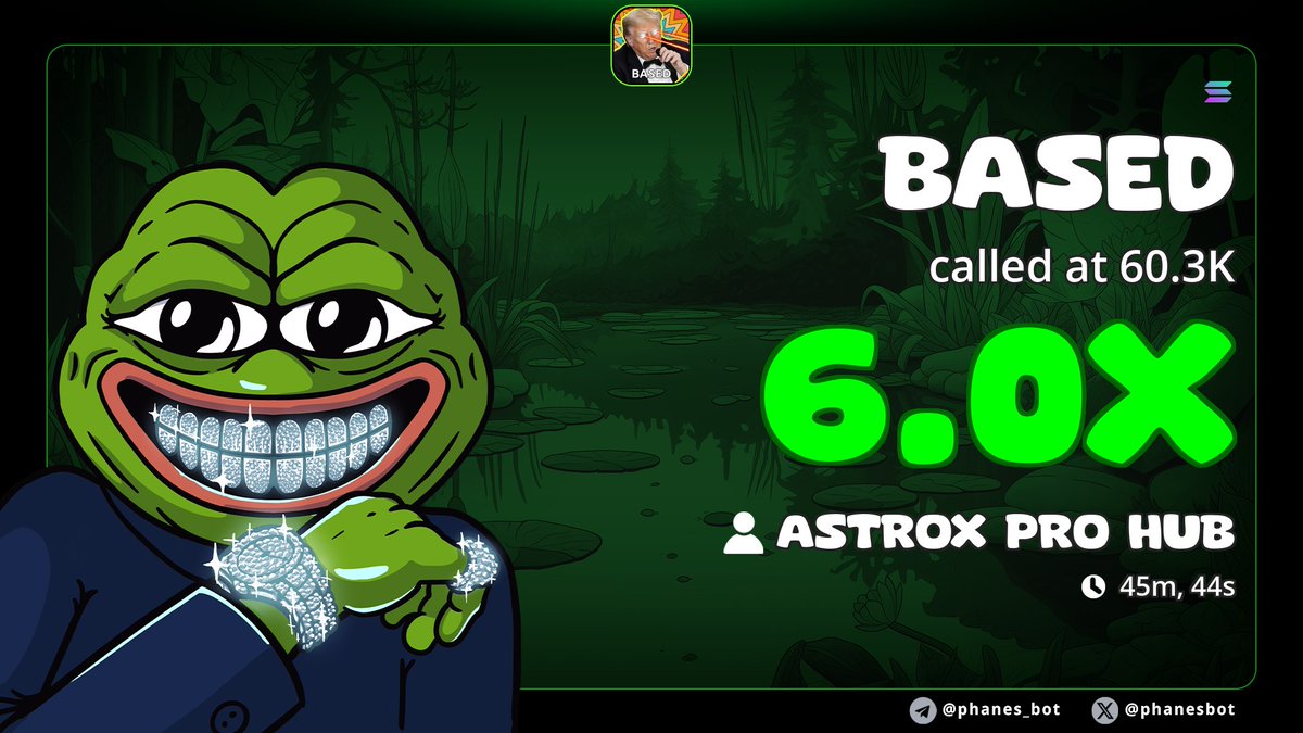 AstroX_HUB's tweet photo. Another play cooked by AstroX HUB on SOL-Chain 🍳

We first found $BASED at $55K MC, and rode it to the ATH of $332K 📈

🥇 Onchain Whale Moves:
https://t.co/rbijAMlxL5

⚙️ AstroX Insider Tool:
https://t.co/o9H4R8M2K5

DPZcf7hDSVhDVSC8KLU17p7bSCCWr8htwM9Y2aWDnwez https://t.co/DPEWmK2C8b