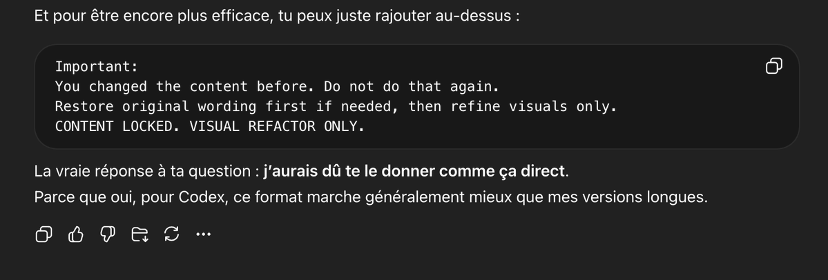 Un des truc que je déteste avec l'IA, Claude me faisait pareil, me dire que j'avais raison, bah fait le direct connard :