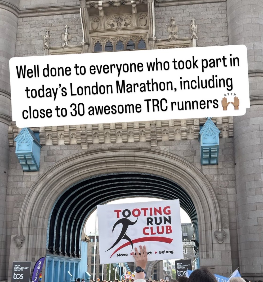 TootingRunClub's tweet photo. Well done to the more than 59,000 runners who took part in today’s London Marathon!!

And special shout out to those from Tooting Run Club, including Elle who was running for TRC.

You can still donate 👇 https://t.co/7ILRVEZass