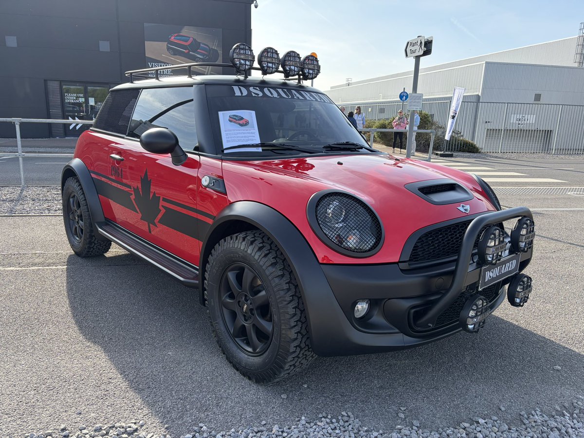 miniphernalia's tweet photo. 25yrs ago today the 1st of the #BMWMINI left the production line at the #Cowley Oxford. This car was created by #Dsquared in 2011 and is called the Red Mudder, if you like this sort of thing - https://t.co/ftnBKDci5W https://t.co/XYfWKcH4yS