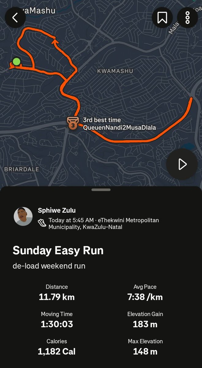Sphiiwe_Says's tweet image. another solid weekend of running. building intentional fitness 👌🏃🏽‍♂️

#FetchYourBody2026 
#halfmarathontraining