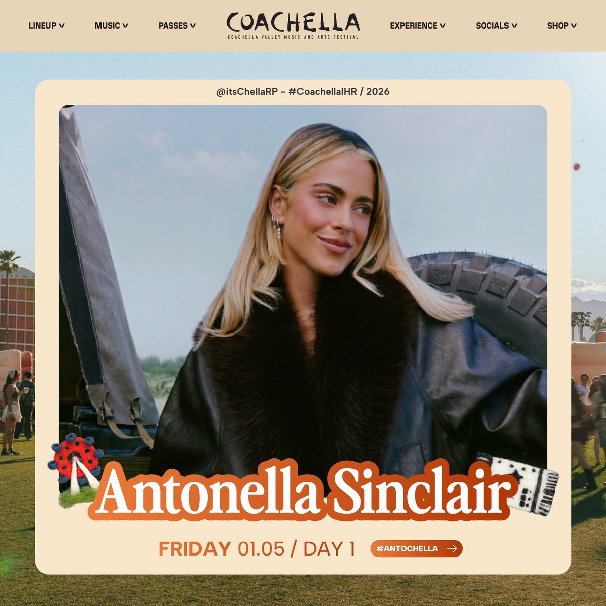 © #𝖢𝗈𝖺𝖼𝗁𝖾𝗅𝗅𝖺𝖨𝖧𝖱!
،🌴﹕（  𝖭𝖾𝗐 𝗉𝗈𝗌𝗍  ）
𝖲𝗂𝗍𝖾 / 𝖫𝗂𝗇𝖾𝗎𝗉 ˒ 𝖯𝖾𝗋𝖿𝗈𝗋𝗆𝖾𝗋𝗌

The Valley isn't ready for her performance... Antonella Sinclair is IN! #Antochella🌵