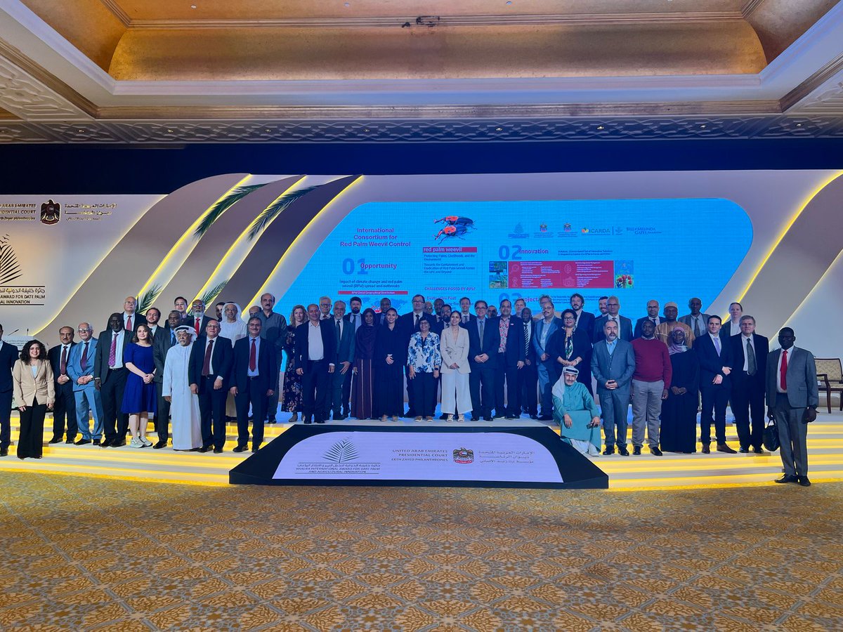 ICARDA's tweet image. #Throwback 🌴🪲
A year ago,  with @kiaaiae, ICARDA, UAE, and @gatesfoundation  launched C4RPWC, a global effort to tackle the Red Palm Weevil.

This week, ICARDA is back in Abu Dhabi to share how that work is turning into real solutions for farmers and palm systems.
Stay tuned!